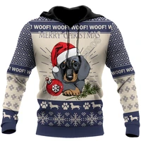 premium christmas dachshund dog blue 3d printed hoodies sweatshirt zipper hoodies women for men christmas cosplay costumes