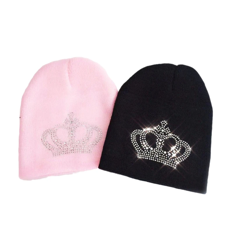 Детская Зимняя шерстяная шапка с короной Вязаная Шапка бини для девочек и