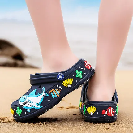 2020 летние сабо детская обувь мультяшная Акула для мальчиков и девочек Эва