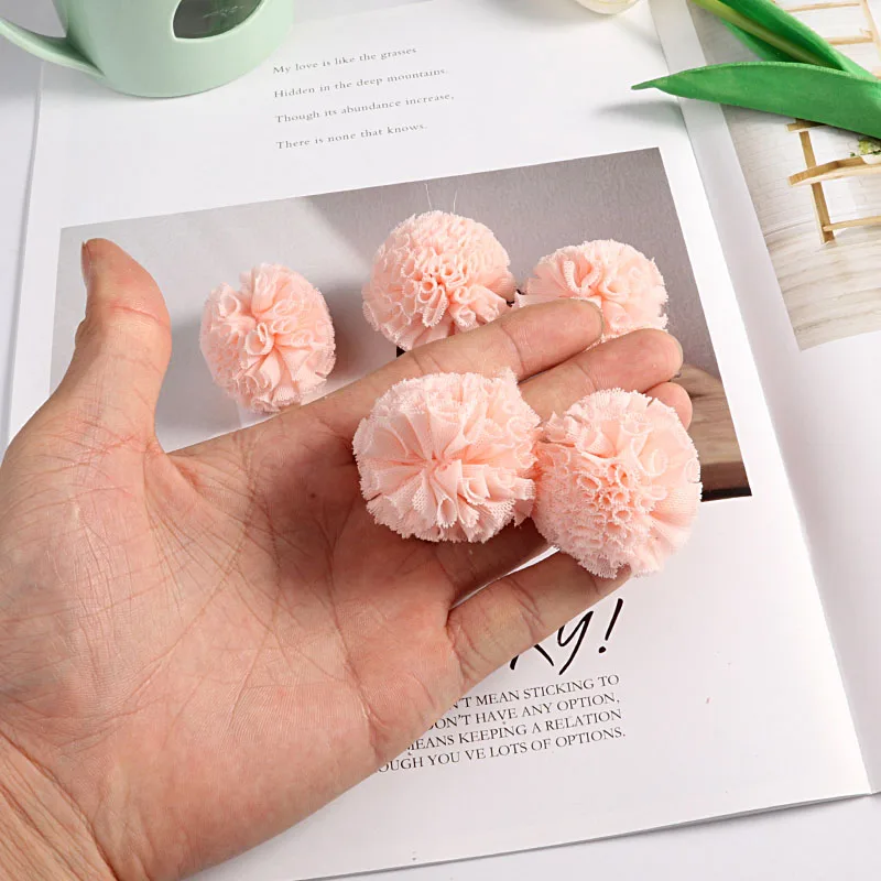 10 шт./лот 40 мм кружевной шар Сделай сам Марля эластичные цветы помпоны крафт