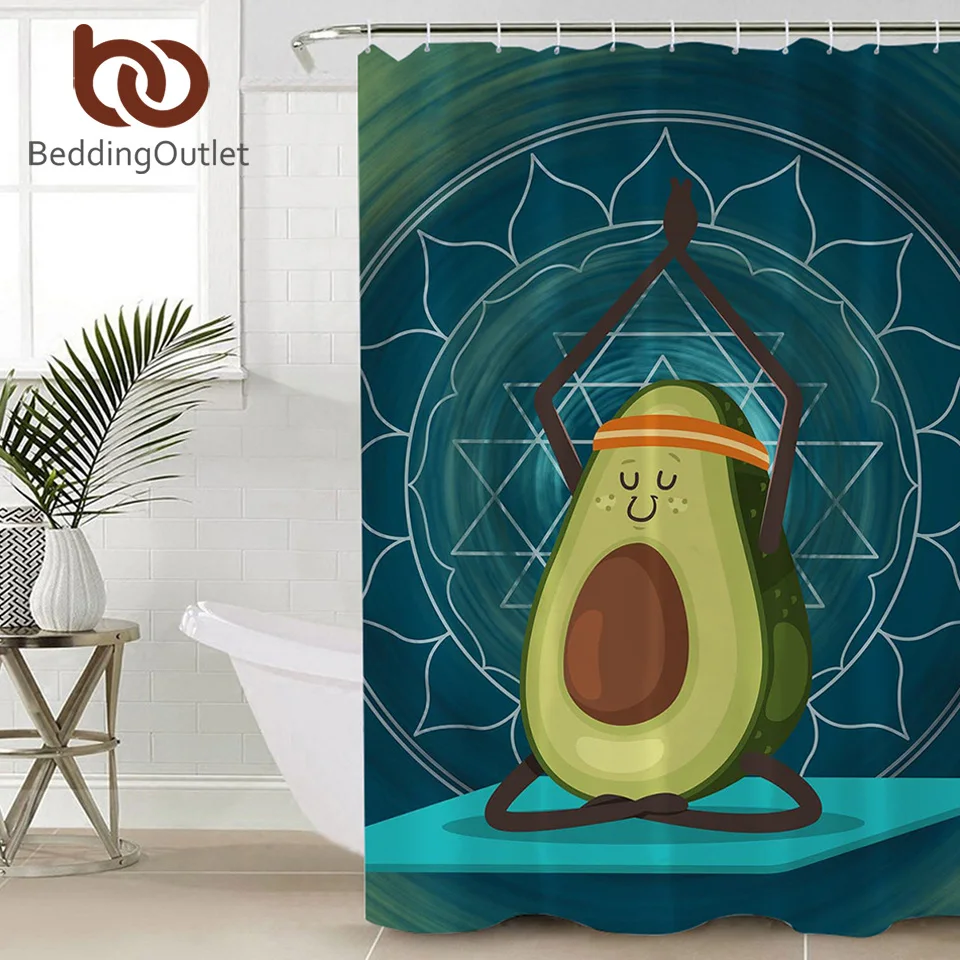 BeddingOutlet, мультяшная занавеска для ванной, авокадо, занавеска для душа, Йога, печать, занавеска для ванной, мандала, зеленая, tenda doccia, Прямая поставка