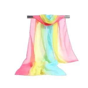 160*50 см Новый Модный женский цветной градиентный шифоновый шарф Солнцезащитная шаль Цветочный шарф шарфы для девочек шарфы
