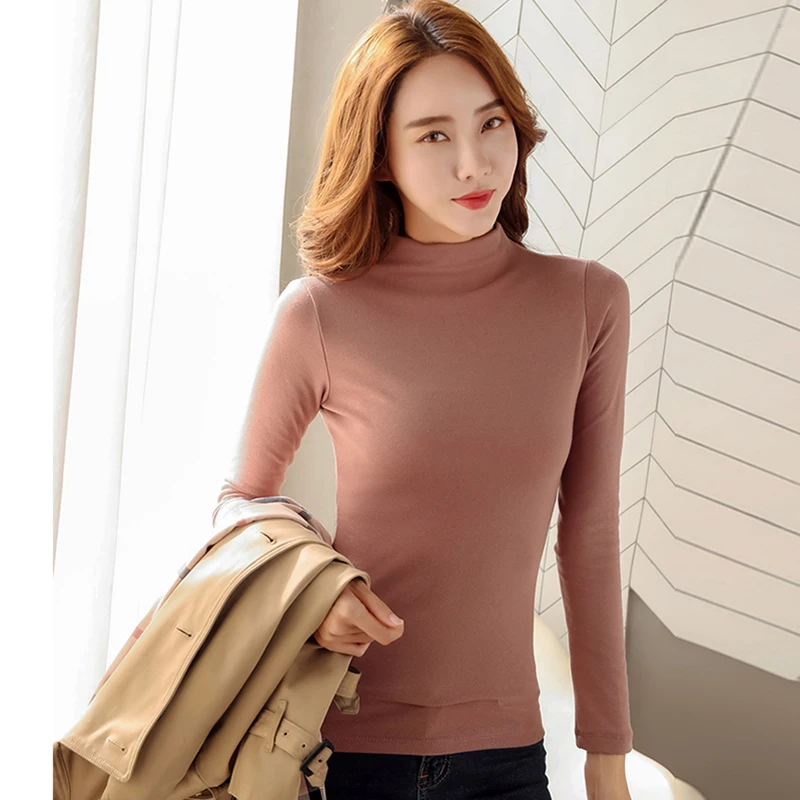 

AOSSVIAO 2021 Winter Long Sleeve Turtleneck Tshirt Women T Shirt Winter Warm Women T-Shirt Korean Clothes Vetement Femme