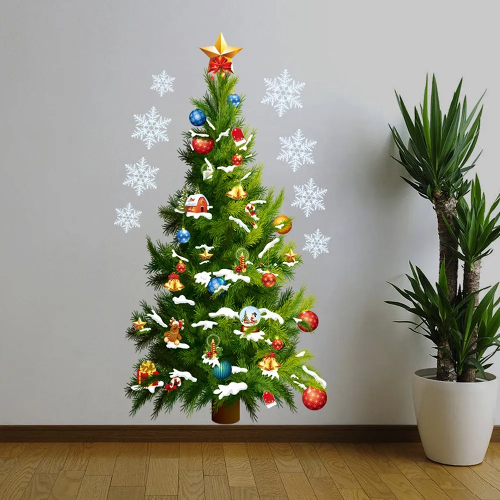 

Christmas Grass Wall Stickers Xmas Tree Star Decals Party Home Shop Art Decor Removable Sticker Home Decoration