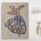 Мусульманская арабская каллиграфия, мусульманская Современная Настенная Картина на холсте, мусульманский ИК декор, печать mevлана, Руми, суфизм, светящийся Дервиш