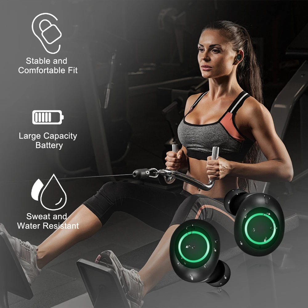 

Bluetooth 5.0 Earphone Mini In-ear Waterproof Sports Earphone TWS Headphone Wireless Stereo Earbuds with Charging Case White