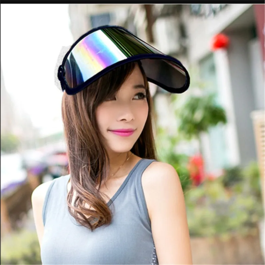 

Unisex Women Men Summer Sun Visor UV Protection Casual Transparent Empty Top Plastic Hat Sunscreen Bicycle Cap Sun hat 2019 New