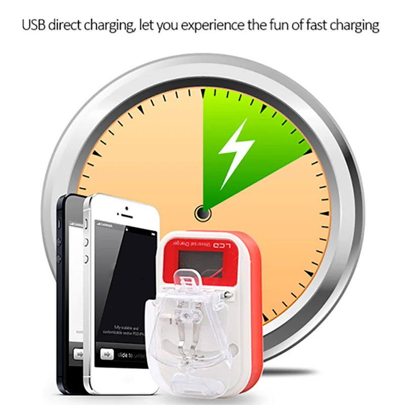 Универсальный Батарея USB Зарядное устройство с ЖК экран индикатора США ЕС штекер