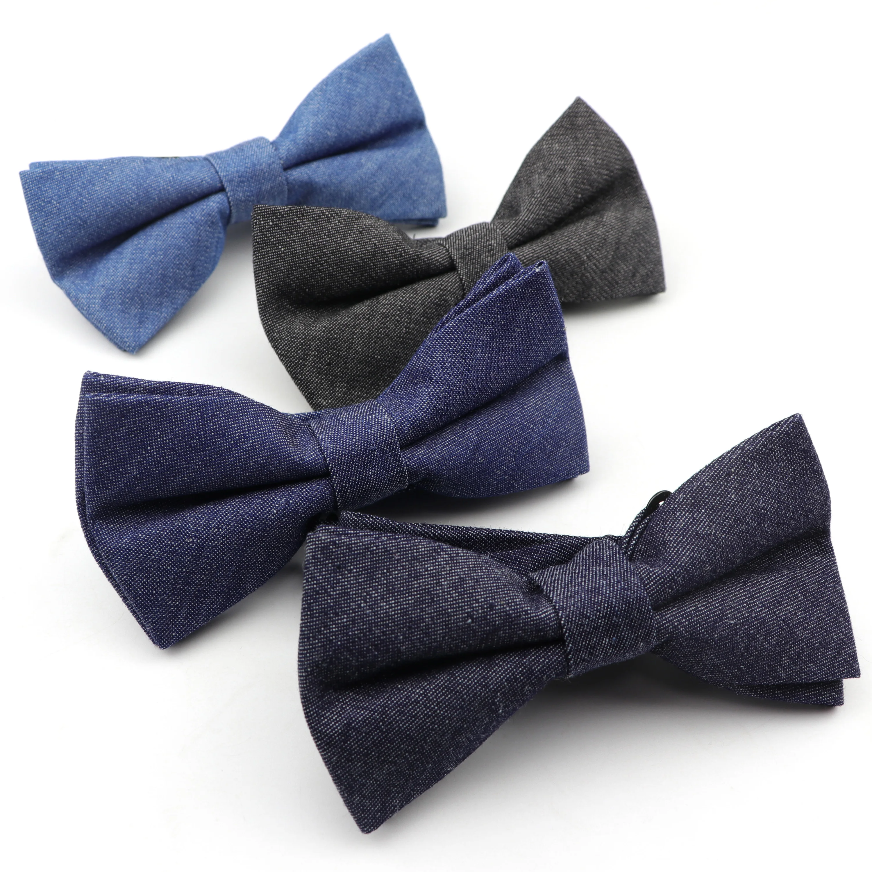 Хлопковый джинсовый галстук бабочка гибкий Гладкий Свадебный бабочка|Мужские