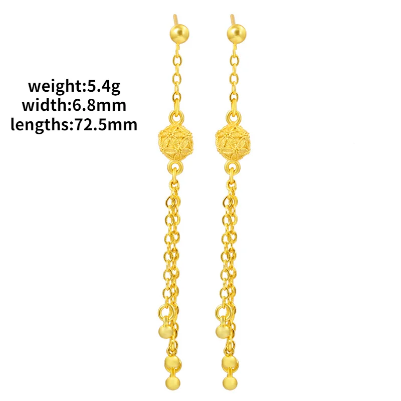

Fashion 14K Yellow Gold Drop Earring for Women Long Tassel Stud Earring Flower Shape Wedding Birthday Fine Jewelry Gold Gifts