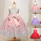 Платье детское кружевное с бантом, на свадьбу или день рождения, 2019