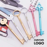 10pcs customized logo signature pen creative retro key styling gel pen school supplies stationery cute gift pen laser lettering