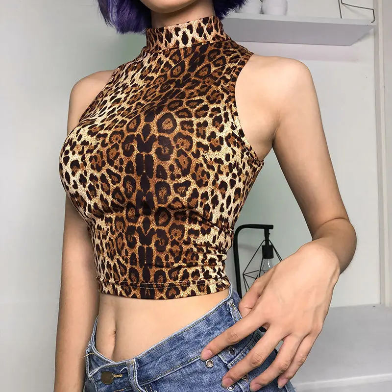 

2020NEW Women's Leopard Printed Halter Neck Cami Vest Summer Party Tank Tops Blouse Club