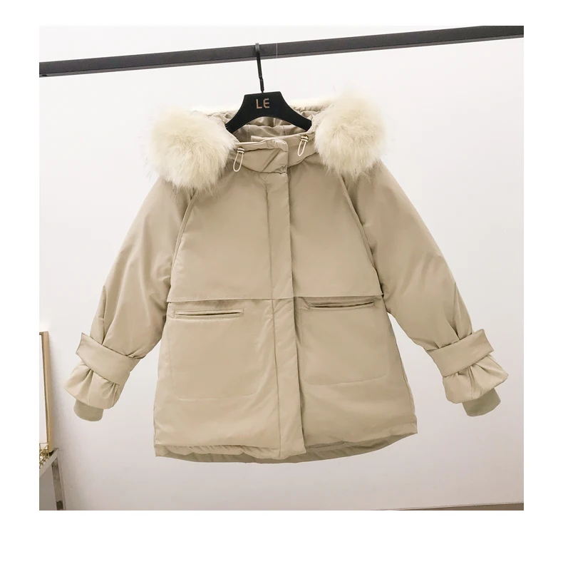 

Fur Collar Down Cotton Coat Female Womens Winter Jacket Coat Thick Cotton Warm Long Jacket Womens Outwear Parkas Plus Size XXL