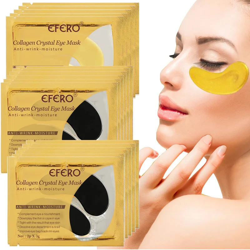 

20pcs=10pairs Beauty Black Gold Crystal Collagen Patches for Eye Moisture Anti-Aging Acne Eye Mask Korean Cosmetics Skin Care