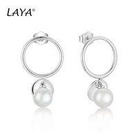 laya 925 sterling silver fashion circle design shell pearl classic drop earrings for women personality high quality fine jewelry