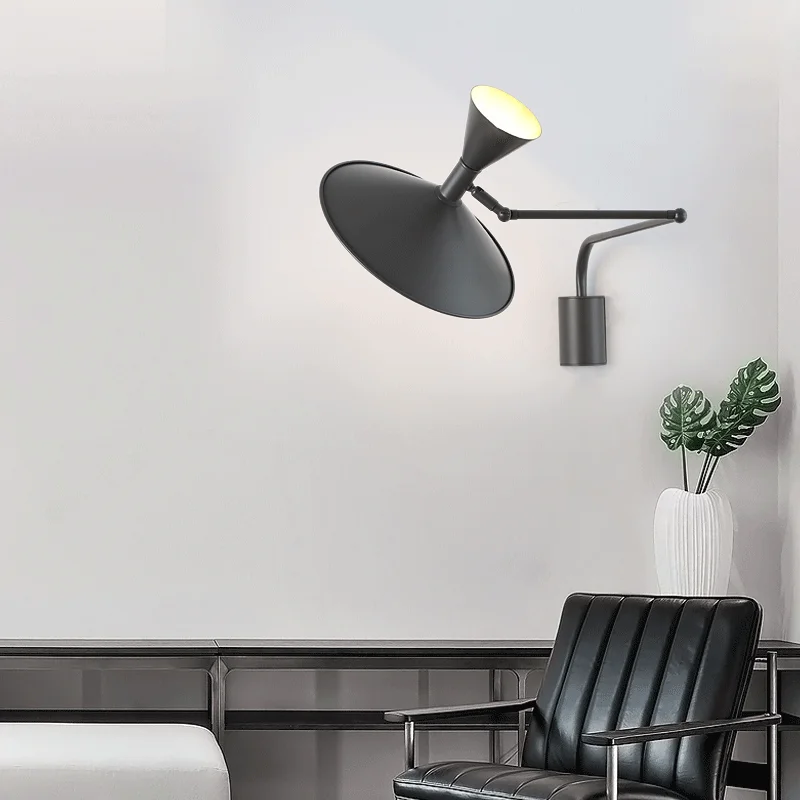 Indoor Bedroom Living Room Home Decor Swing Arm Wall Lamp Plug in With Switch Sconces Bedside Industrial Mounted Lighting | Лампы и