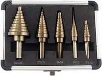 co z 5pcs hss cobalt multiple hole 50 sizes step drill bit set with aluminum case