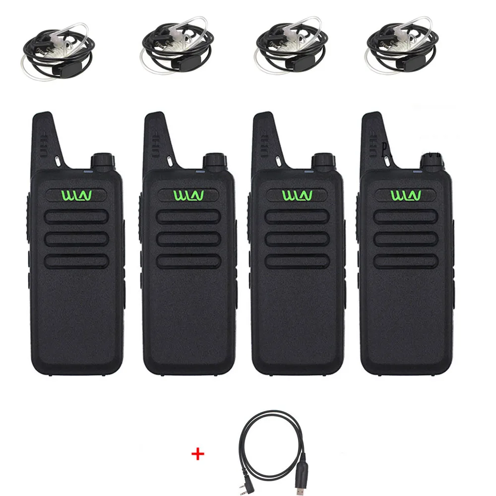 4xKD-C1-Ear-Cable 4 шт. WLN Мини Портативная рация KD-C1 UHF 400-470 МГц портативная двухсторонняя радиостанция приемопередатчик связи - Цвет: 4xKD-C1-Ear-Cable