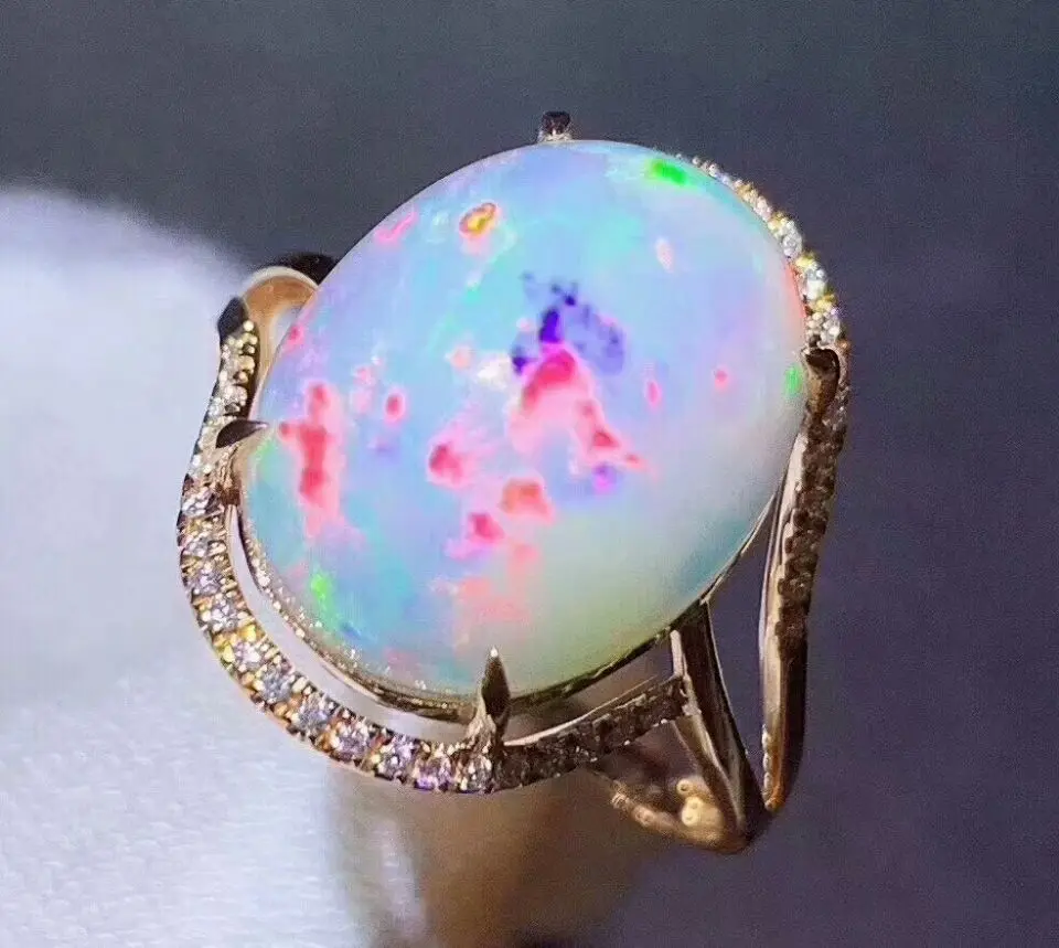 MeiBaPJ 8 мм * 10 натуральный Большой опал драгоценный камень модное кольцо для женщин