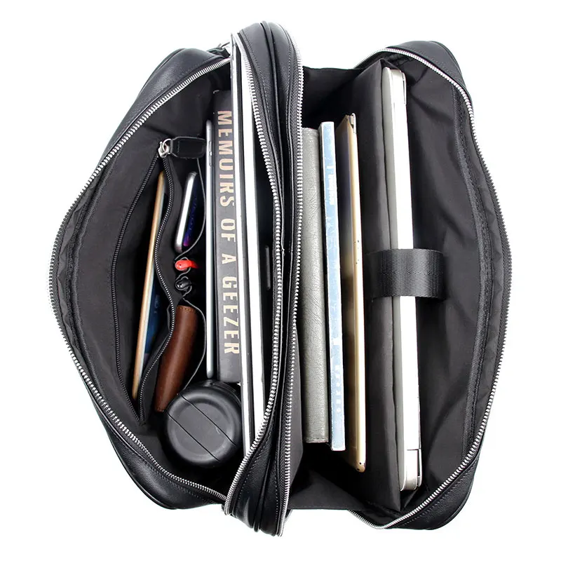 

Men Briefcase Hand Casual Tote Bags Genuine Leather 2019 Man Cow Leather Black Hand 15" Laptop Shoulder Crossbody Bags