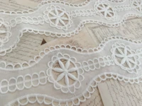 3 yards cotton lace flower trim off white embroidery eyelet bordered floral for dress accessories colthingmillinery