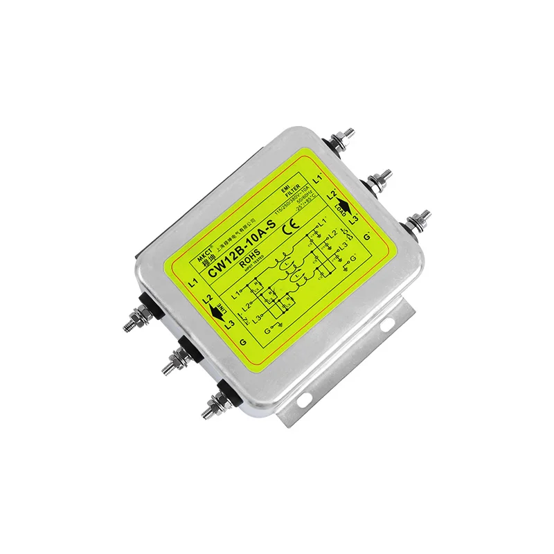 Трехфазный и трехлинейный биполярный усиленный противопомеховый фильтр EMI 380 В переменного тока CW12B-10A/20A/30A/40A/50A/60A-S фильтр питания