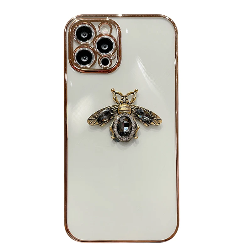 Luxury diamonds bee electroped phone case For iphone 13 12 11Pro Max 14 14pro x xr xs Protective clear cover for iphone 14pro