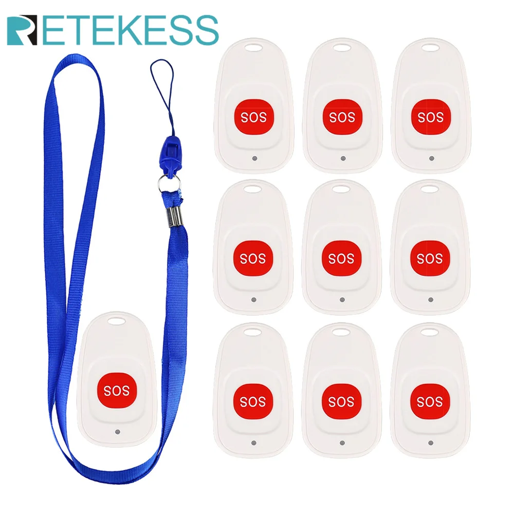 10pcs Retekess TH001 Emergency Call Button SOS Transmitter Wireless Call Bell Pager for the Elederly Clinic Patient