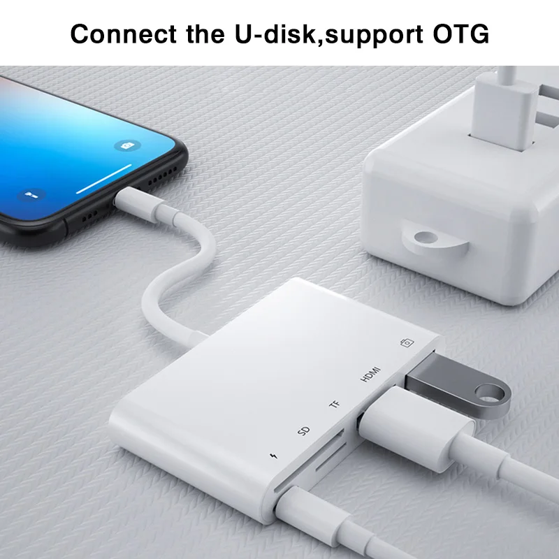 Переходник Lightning/OTG для цифрового AV-адаптера HDMI аналогичный экран iPhone iPad USB SD TF HD
