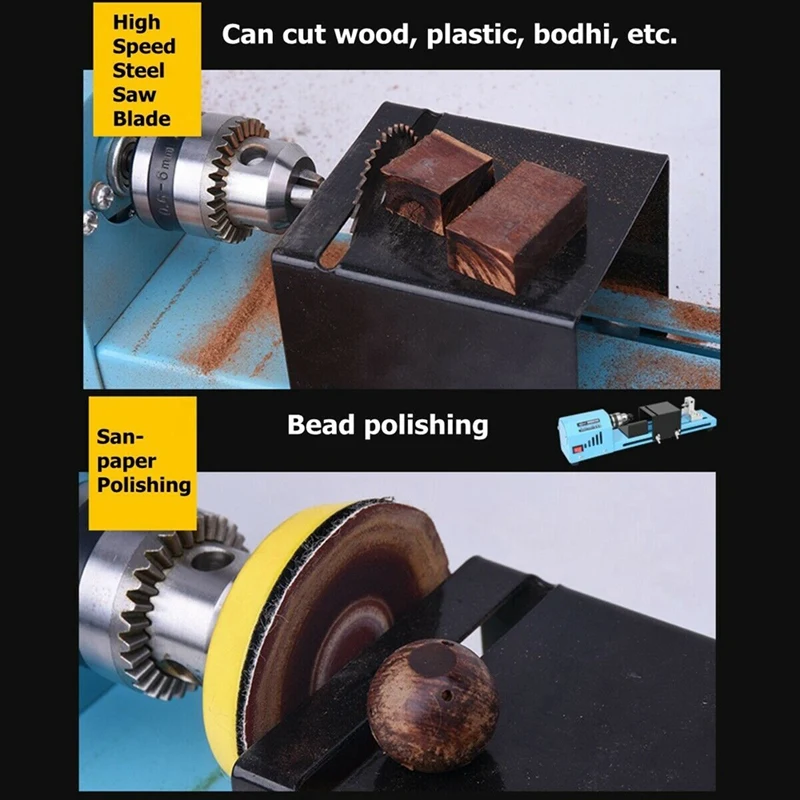 

Mini Diy 150W Wood Lathe Bead Cutting Machine Drill Polishing Woodworking Milling Tool