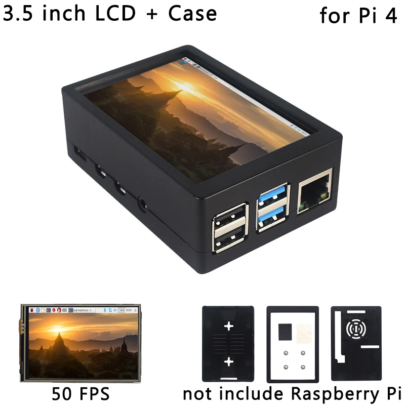 50 FPS 3 5 дюйма Raspberry Pi 4 Модель B сенсорный ЖК экран 480x320 дисплей + Корпус ABS чехол для с