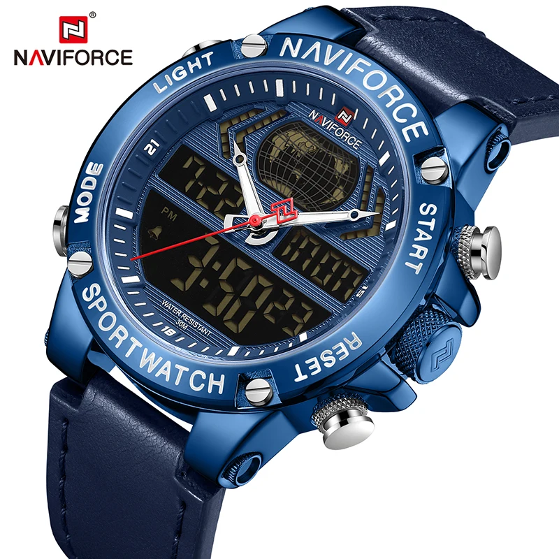 Часы наручные NAVIFORCE Мужские Цифровые брендовые Роскошные водонепроницаемые в