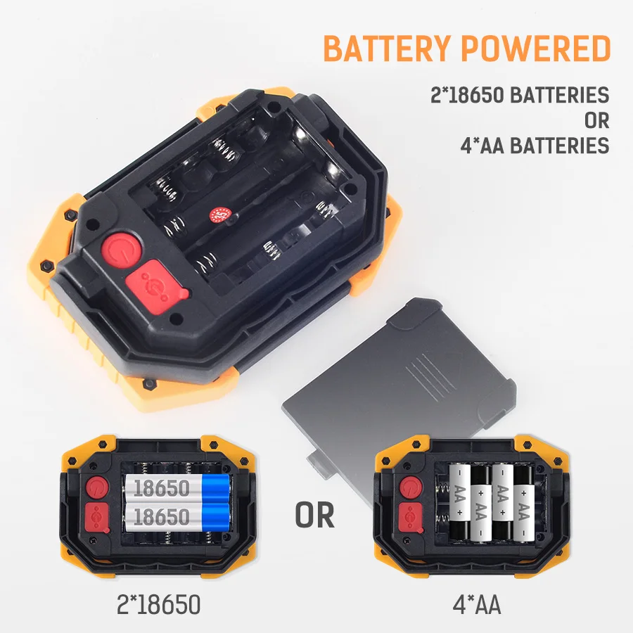 구매 COB 휴대용 스포트라이트 슈퍼 밝은 Led 작업 조명 20W 18650*2/AA * 4 야외 캠핑 램프 Led 손전등에 대 한 충전식