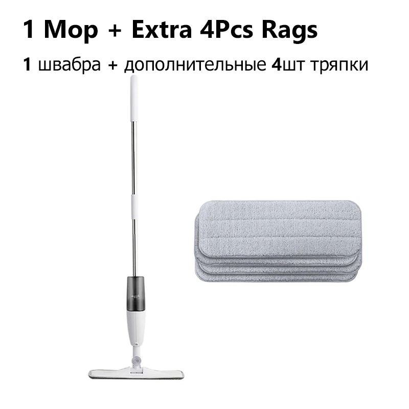1 Mop and 4 Rags Xiaomi Mijia Deerma распылитель воды уборочная машина для пола из углеродного волокна пылевые швабры 360 Вращающийся стержень 350 мл резервуар для восковой швабры - Цвет: 1 Mop and 4 Rags