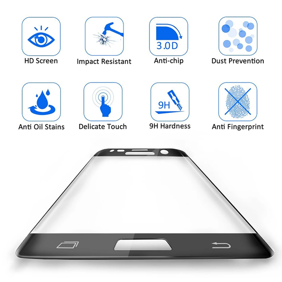 3d full cover tempered glass for samsung galaxy s7 edge screen protector for galaxy s7 for galaxy s6 edge transparent glass film free global shipping