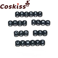 coskiss 20pc 12mm silicone alphabet letter beads black bpa fress silicone teether diy teething necklace beads nursing pendant