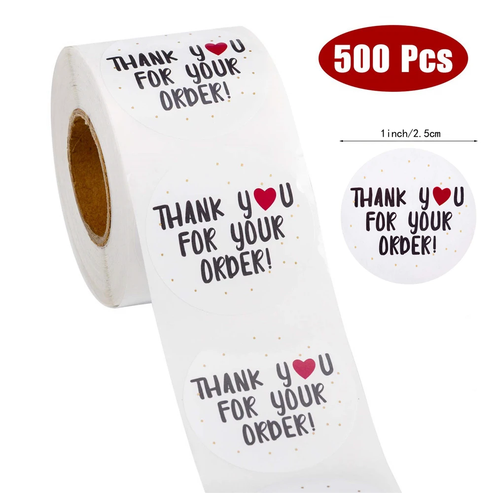 500 шт./рулон благодарим Вас наклейки этикетки для печати ручной работы на заказ