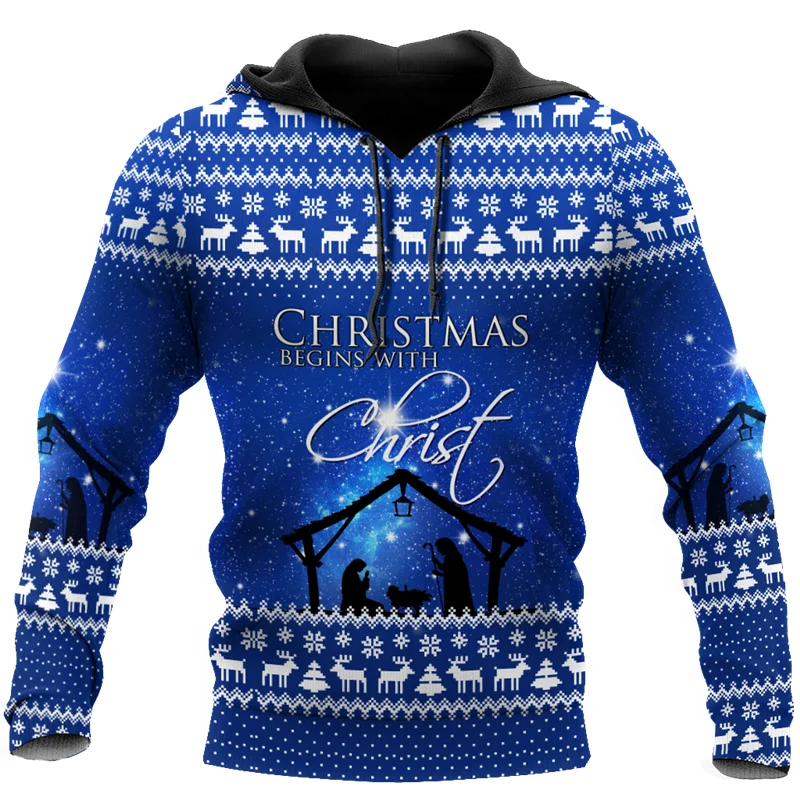 

Fashion Merry Christmas Jesus 3D printed men's autumn Hoodie Sweatshirt Unisex Street dress casual Street Harajuku zipper Hoodie