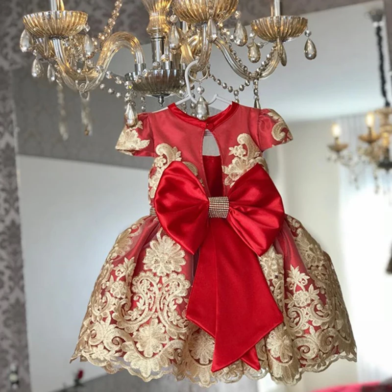 0-2 Yrs Elegant Baby Girls Princess Dress 2021 Toddler Wedding Party Kids Flower Lace Ball Gown Infant Formal Dresses | Детская одежда