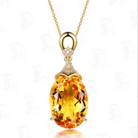 fyjs unique female anniversary gift light yellow gold color tear drop section citrines crystal pendant link chain necklace