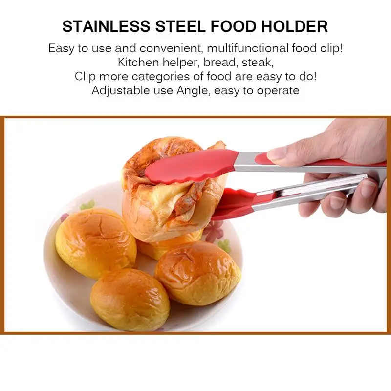 Силиконовые щипцы из нержавеющей стали нескользящий кухонный прибор с зажимом
