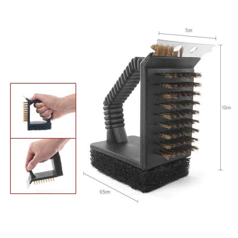 

Triple Grill Brush and Scraper Best BBQ Cleaner Perfect Tools for All Grill TypesIncluding Weber Ideal Barbecue Accessories