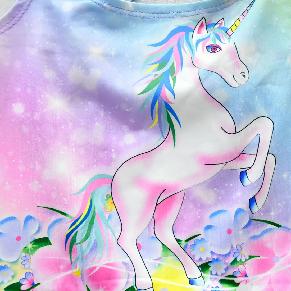 Цельный купальный костюм для маленьких девочек с единорогом и перекрестной