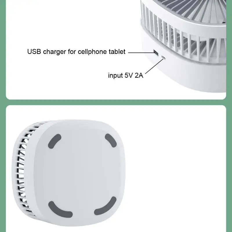 

8000mAh Folding Telescopic Floor Desk Fan Remote Control Timing 4 Speed USB Fan X5QC