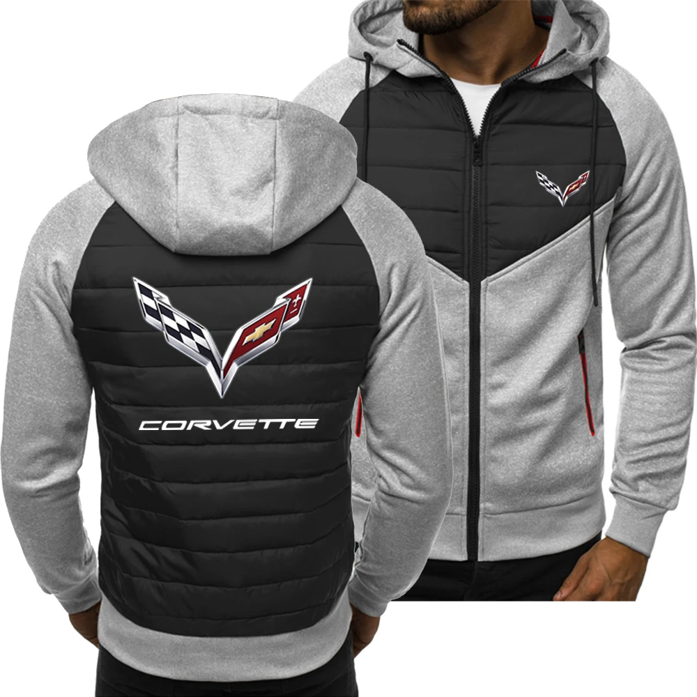 

2021 New Men Hoodies Corvette Logo Spring Autumn Jacket Casual Sweatshirt Long Sleeve Zipper Hoody