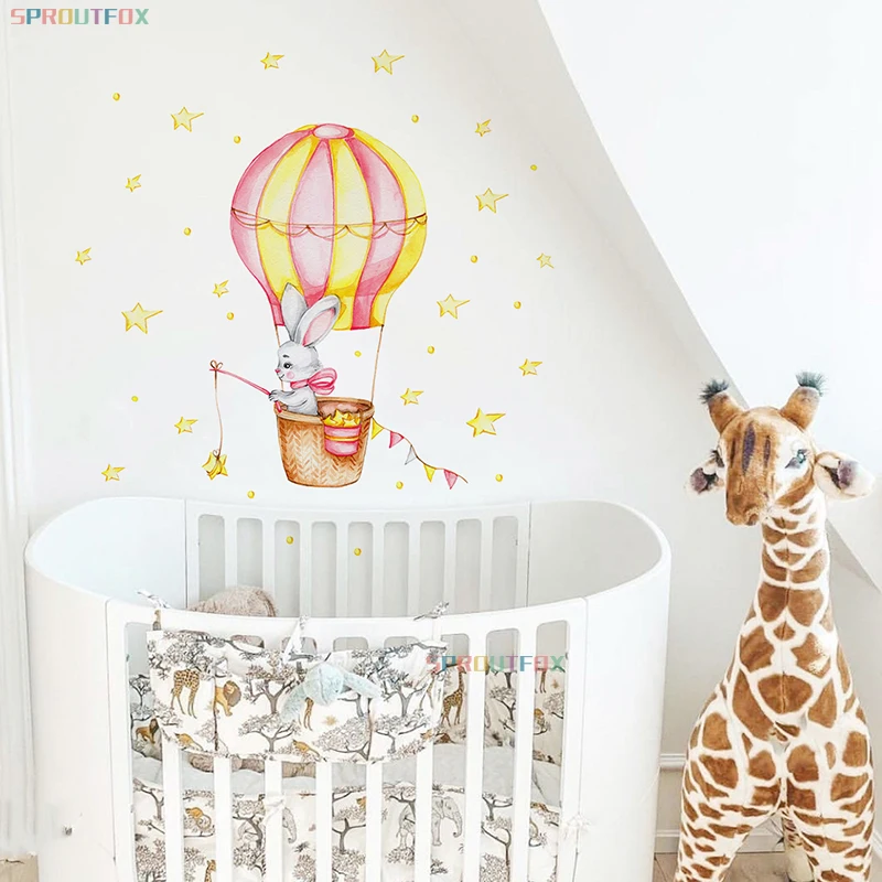 Милые наклейки на стену с горячим воздушным шаром для детской комнаты спальни