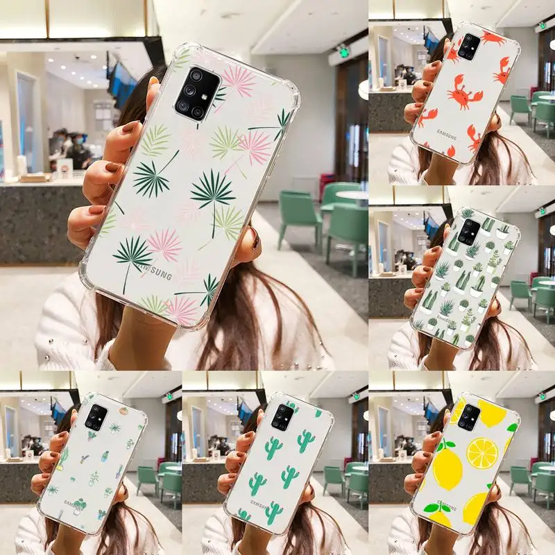 

Strong cactus Phone Case Transparent For Samsung A51 A50 A71 A70 A81 M60S Note S21 S 20 10 9 8 11 E Plus Ultra