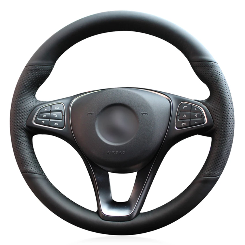 Чехол из искусственной кожи для руля Mercedes Benz C180 C200 C260 C300 B200 E200 E300 CLS260 CLS300 GLC260 GLC300