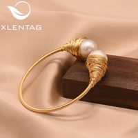 xlentag handmade natural fresh water pearl adjustable bangle for women wedding fine jewelry armbanden voor vrouwen gb0114
